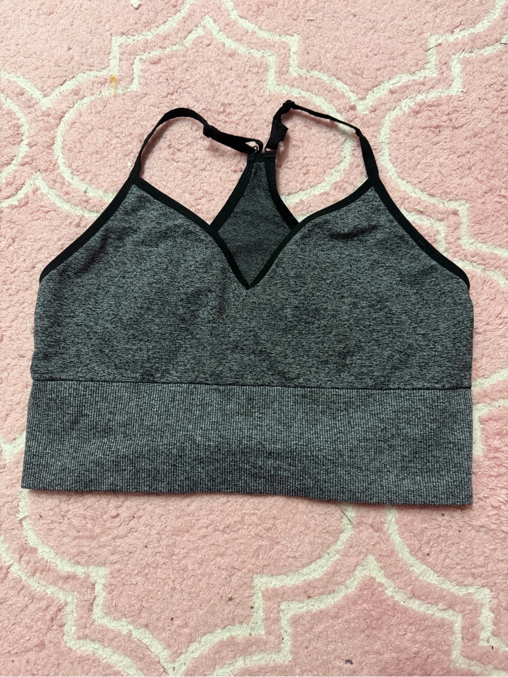 PINK Victoria's Secret Heather Gray Seamless Racerback Sports Bra